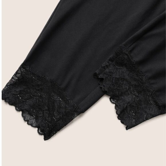 Bloomchic Super Soft Plus Size Lace Patchwork High Rise Cropped Leggings 4XL - Picture 3 of 3